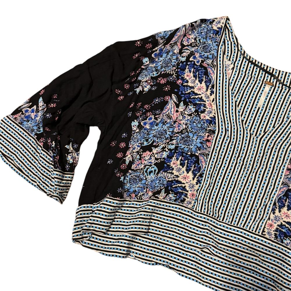 Free People Boho Floral Mixed Print Crop Top Blouse Size M - Picture 2 of 9